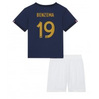 Frankreich Karim Benzema #19 Fußballbekleidung Heimtrikot Kinder WM 2022 Kurzarm (+ kurze hosen)